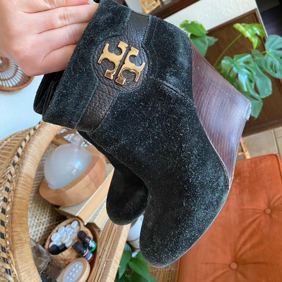Tory Burch Suede Wedge Ankle Boots - Picture 2 of 15
